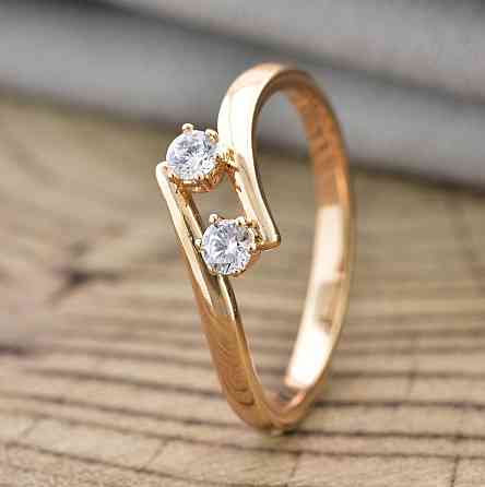 Кольцо куб. цирконий Xuping позолота 18К, 19 размер (ширина 5мм, вес 1.7г) Киев