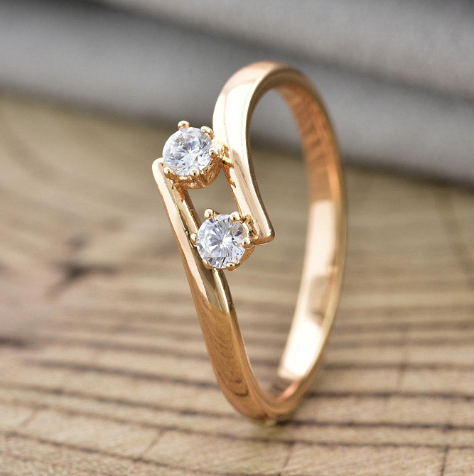 Кільце куб. цирконій Xuping позолота 18К, 19 розмір (ширина 5мм, вага 1.7 р) Київ - фото 1