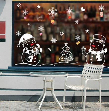 Новогодние наклейки Снеговики 70 на 50 см белый Киев - изображение 5