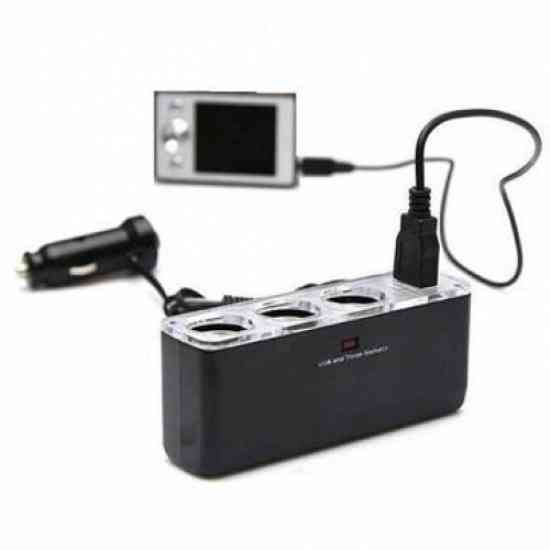 Розгалужувач прикурювача на 3 гнізда з USB Вінниця