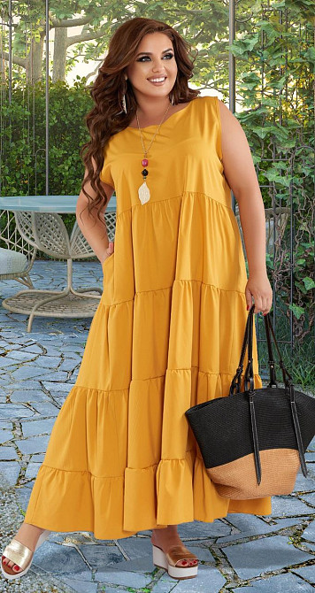 Свободный яркий сарафан с оборками большого размера (52) Киев - изображение 2