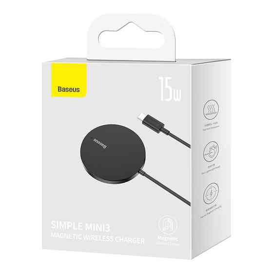 Бездротовий зарядний пристрій Baseus Simple Mini3 Magnetic Wireless Charger 15W Black Одеса