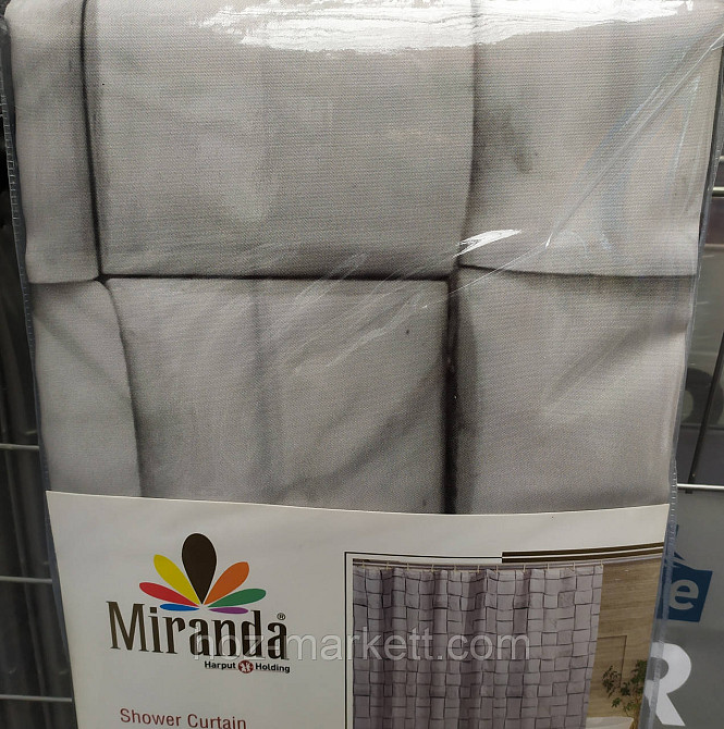 Штора для душа тканевая миранда Prusa 180 х 200 см серая Харьков - изображение 3