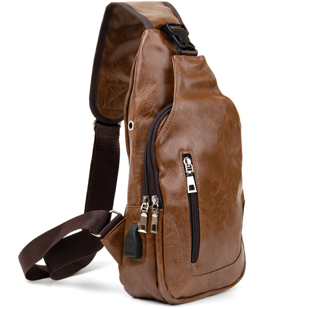 Сумка через плече на два відділення кожзам Світло-коричнева (Vintage) Київ - фото 5