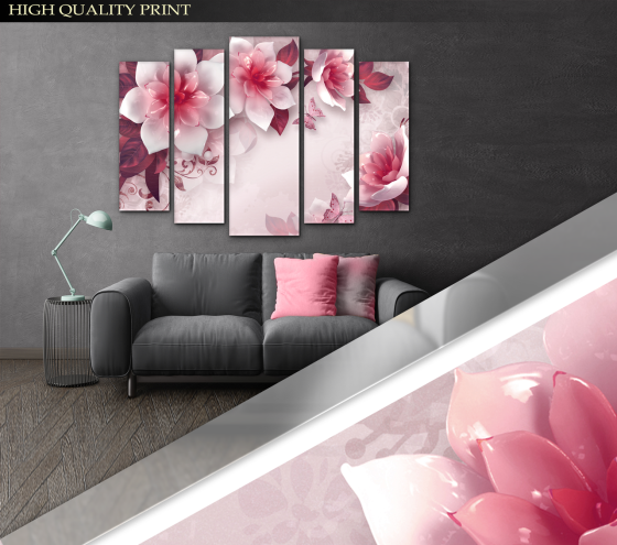 Модульна картина у вітальню / спальню Абстракція Квіти Art-410_5 ( 80х118см ) Київ