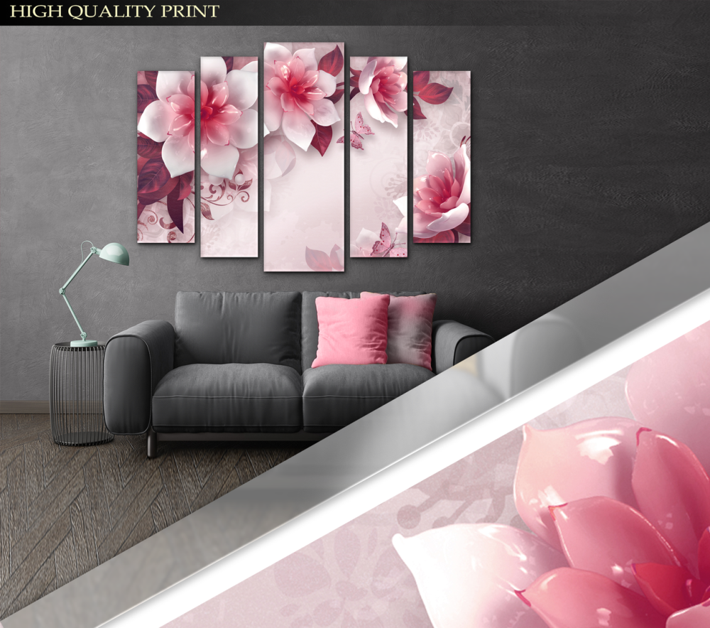 Модульна картина у вітальню / спальню Абстракція Квіти Art-410_5 ( 80х118см ) Київ - фото 3