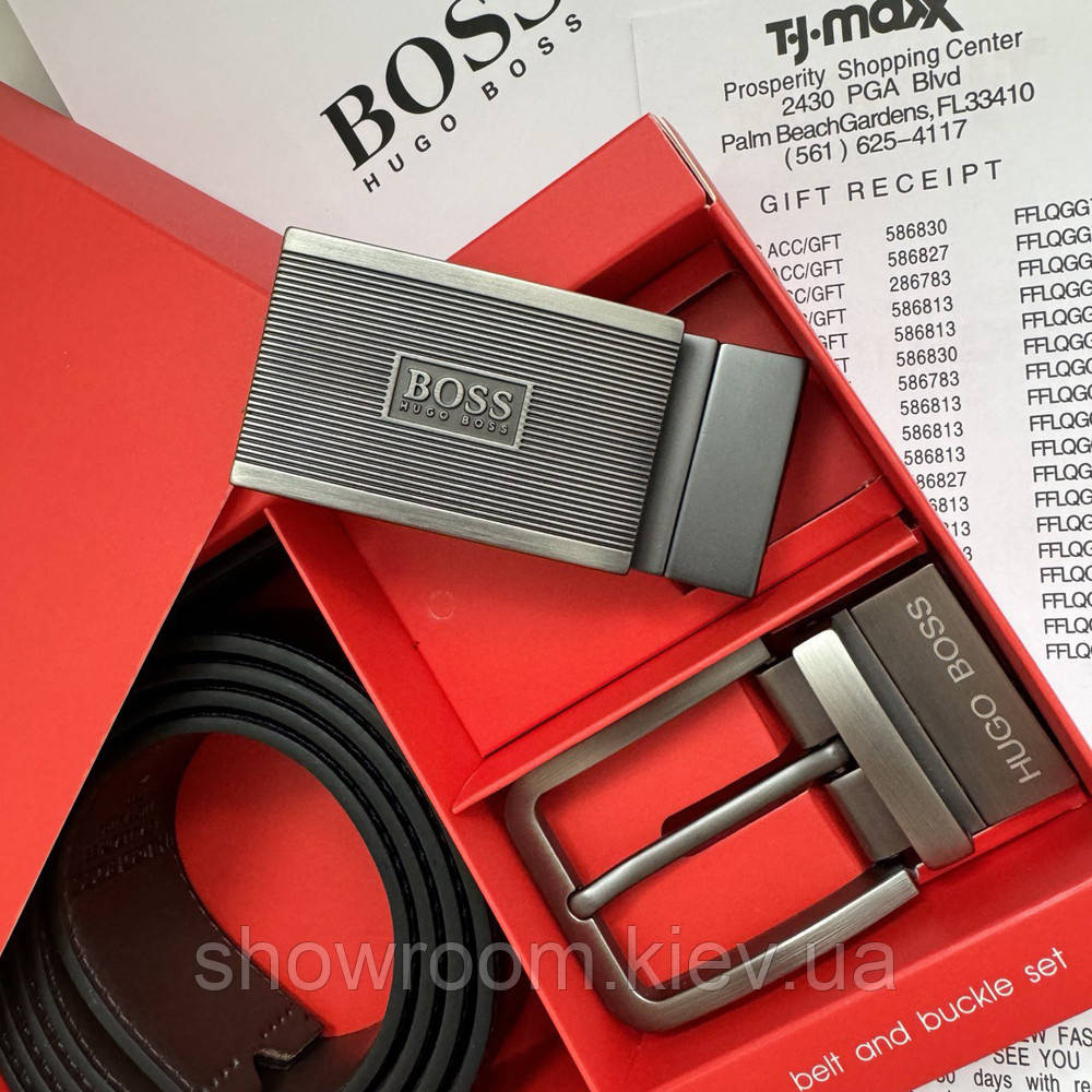 Чоловічий подарунковий набір (ремінь із двома пряжками) H.Boss (218) Київ - фото 7