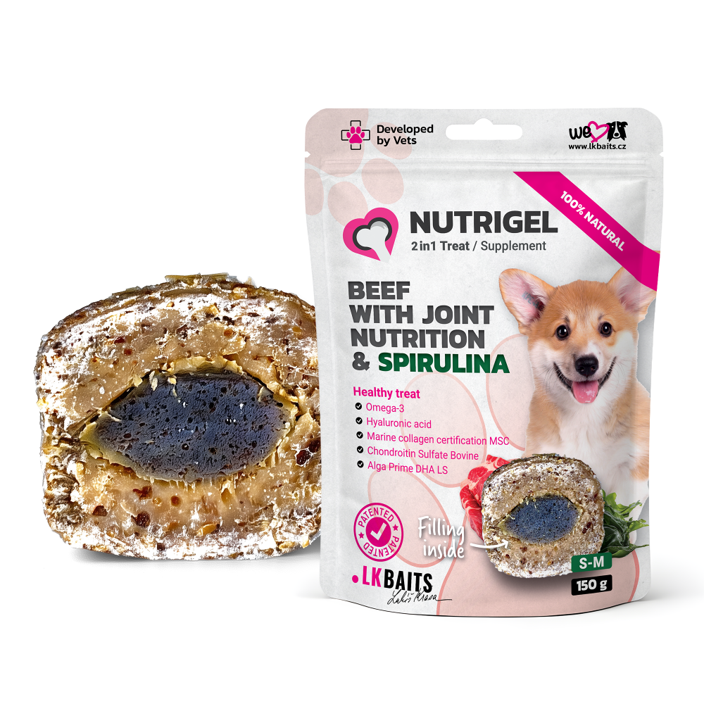 LK Baits Pet Nutrigel Beef S-M Функціональні ласощі для собак для суглобів з яловичиною і спіруліною (Ø 15 мм), 150 г Киев - изображение 1