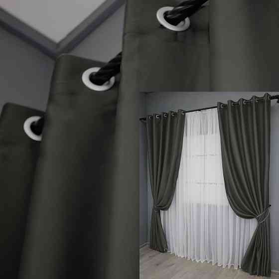 Комплект штор на люверсах VR-Textil Midnight № 1400ш 150х270 см 2 шт Темно-серый (37-0140) Киев