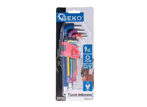 Ключі імбусові шестигранні з кульовою кінцівкою кольорові "GeKo" Cr-V комплект 9 штук Hex (1,5-10мм) Киев
