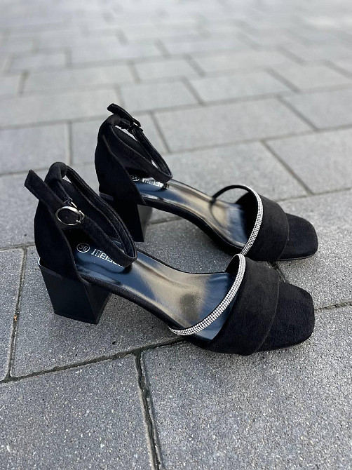 Meideli Чорні босоніжки жіночі літні на підборах молодіжні з еко-замші MEIDELI H008H-16 р. 36-4 Киев - изображение 7