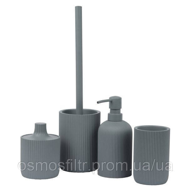 Гарнітур для WC Axentia Samos сірий полігума щітка нерж  Ø 9,5 см Н 37,5 см (135835) Київ - фото 3