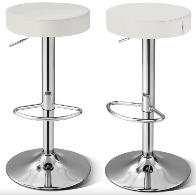 Комплект барних стільців Costway Loreto з круглим сидінням білий Київ - фото 2