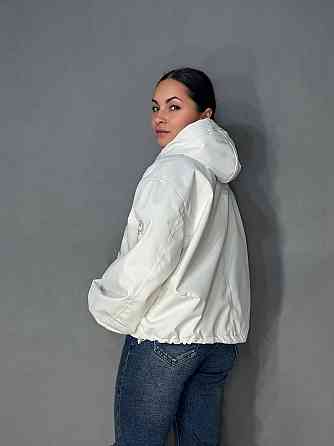 Куртка жіноча YZY 30046 вітрівка оверсайз з капюшоном one size, молочний, one size Київ