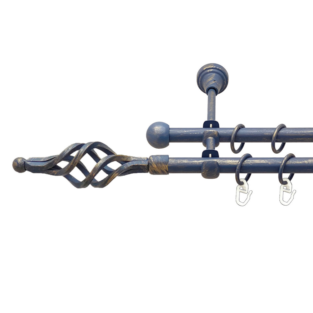 Карниз Orvit Ажур Мала металевий дворядний відкритий Блакить Золота 16\16 мм 200 см (00-00015626) Львов - изображение 1