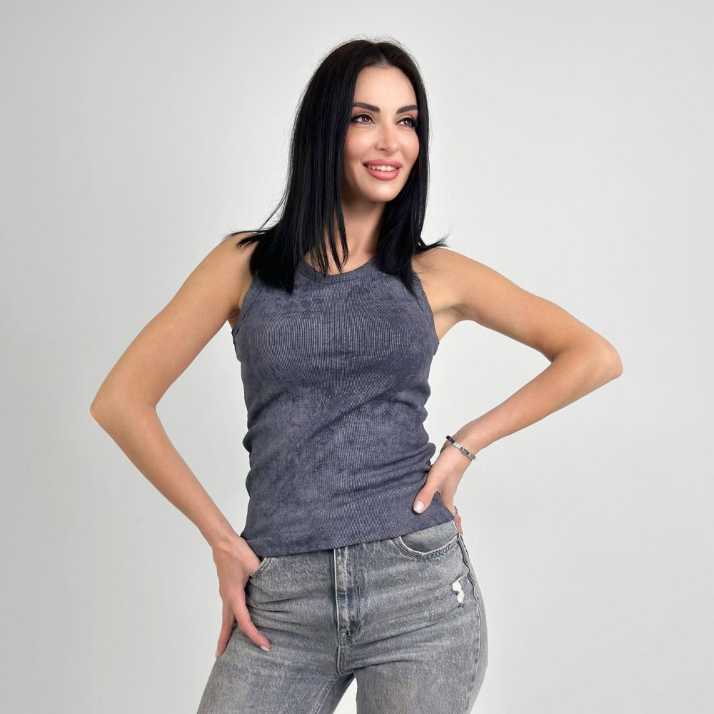 Трикотажная женская майка тай-дай Design 46-48, Графит Киев - изображение 2