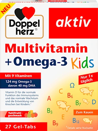 Doppelherz Multivitamin + Omega 3 Kids Gel-Tabs 27 St Мультивитамины + Омега-3 детские гелевые таблетки Киев