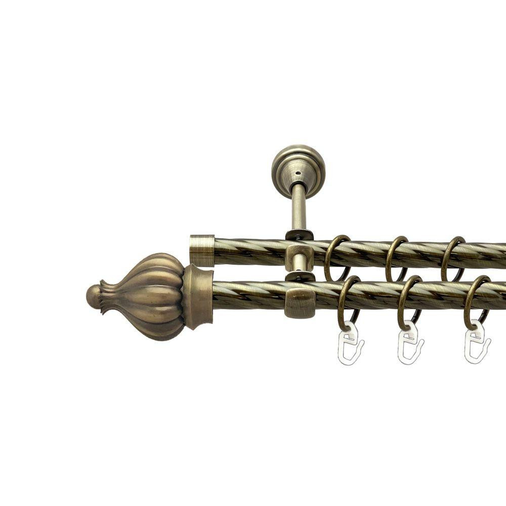 Карниз Orvit Таджа металевий дворядний відкритий скручена труба кільце металеве Антик 16\16 мм 300 см Львов - изображение 1