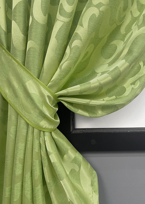 Комплект готових штор VR-Textil Жакард Вензель № 297ш Салатовий 130х170 см 2 шт (35-0406) Київ - фото 4