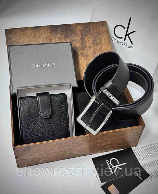 Чоловічий подарунковий набір ремінь та портмоне в дерев'яній коробці СК (451) Київ - фото 10