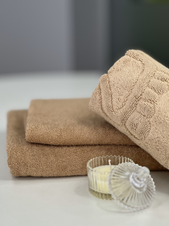 Комплект махрових рушників + килимок для ніг Ideal Textile Бежевий Чернівці
