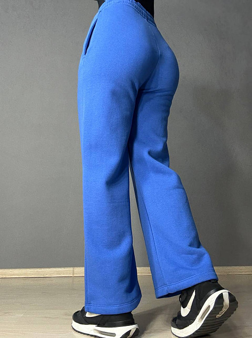 Штаны женские OLIVIA 2236 спортивные кюлоты укороченные на флисе синие, синий, L Киев - изображение 19