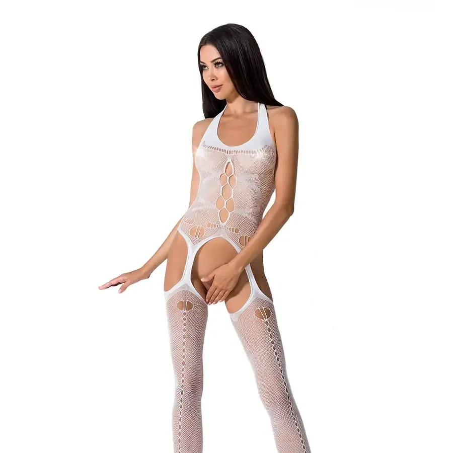 Бодістокінг Passion BS059 white, комбінезон, імітація панчох Львів - фото 1