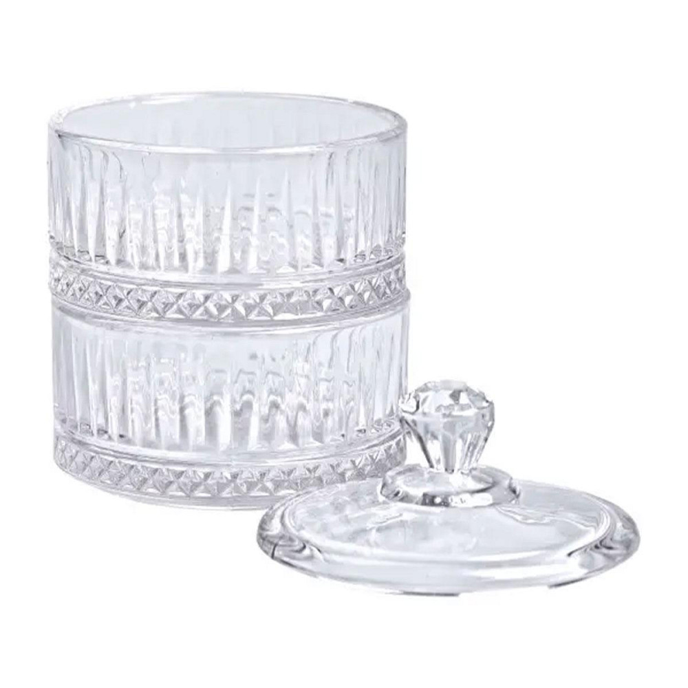 Двоярусна кругла скляна конфетниця Ø 10 см Київ - фото 3