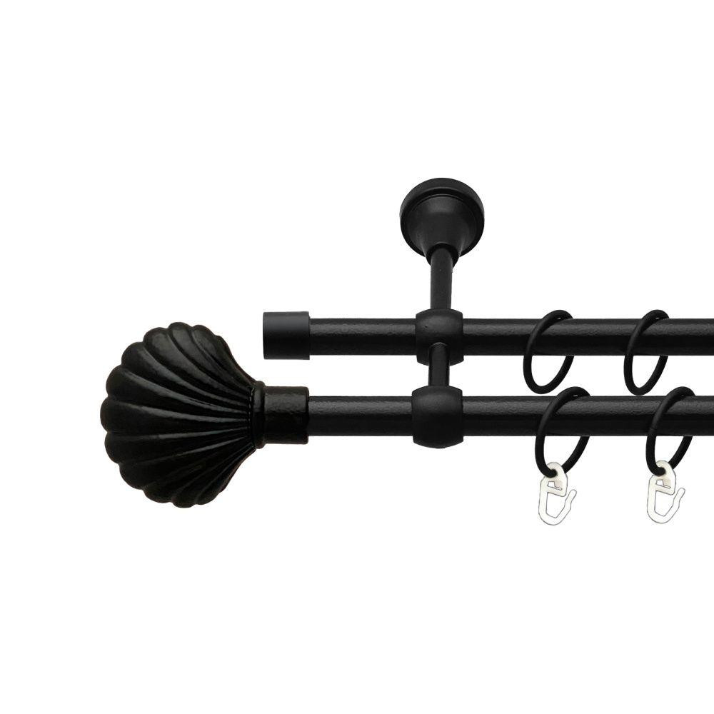 Карниз Orvit Мушля металевий дворядний литий гладка труба кільце металеве Чорний Оксамит 16\16 мм 120 см Львов - изображение 1