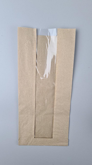 Бумажные пакеты крафт с прозрачным окошком 150х50х340, 40г/м2, окно 50 (100 шт) Харьков - изображение 1