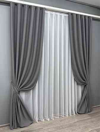 Комплект готовых штор VR-Textil Блекаут Bagema Rvs № 1244ш Серый 150х270 см 2 шт (33-0066) Киев