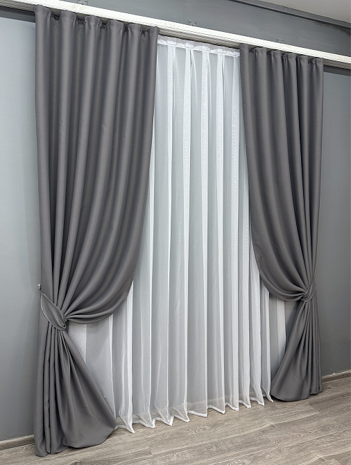 Комплект готовых штор VR-Textil Блекаут Bagema Rvs № 1244ш Серый 150х270 см 2 шт (33-0066) Киев - изображение 3