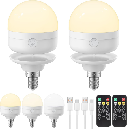 Акумуляторні LED-лампочки LGMCF E14 2 шт., 6 Вт, 350 лм, 2000 мАг, магнітні, 3 кольори, пульт, таймер Київ
