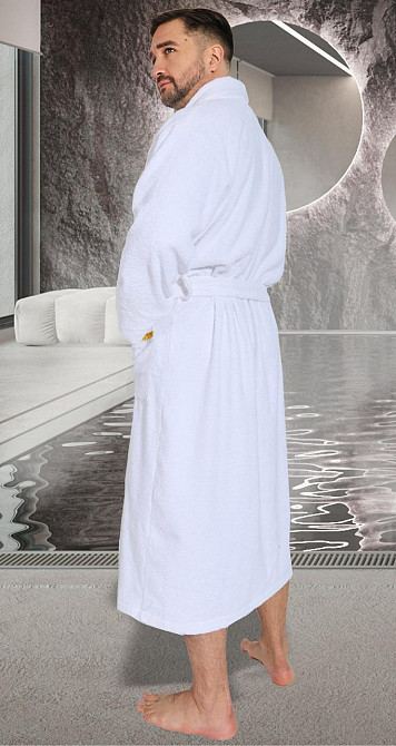 Чоловічий махровий халат із вишивкою-корисний подарунок (56-58) Київ - фото 3