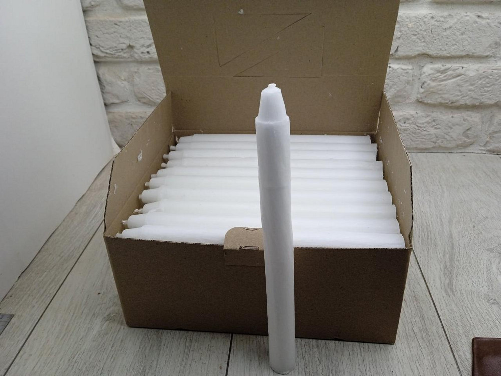 Свічки господарські парафінові білі 24×2 см — набір 154 шт. у ящику для дому та побуту Харків - фото 4