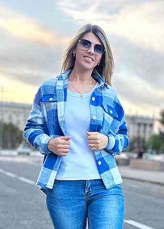 Жіноча тепла сорочка "Elba" оптом | Розпродаж моделі 46-48, Електрик + сірий Київ