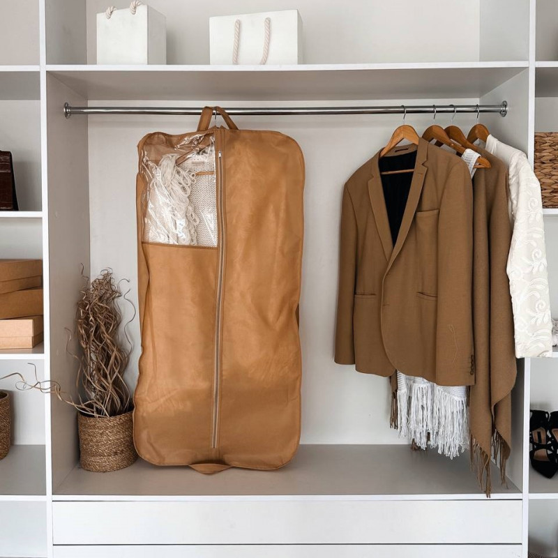 Чохол для верхнього одягу з прозорою ПВХ вставкою 120х60х8 см HCh-120-8-beige (Бежевий) Суми - фото 1