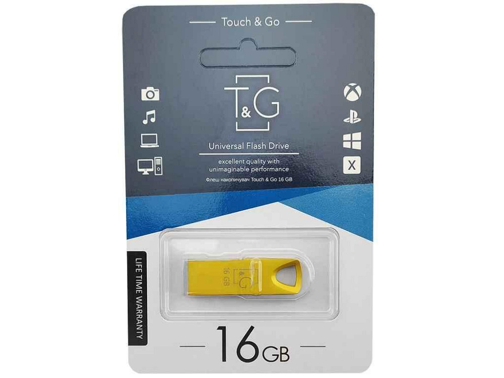 Флешка USB 16GB 2.0 117 metall Series золота ТМ TG Київ - фото 1