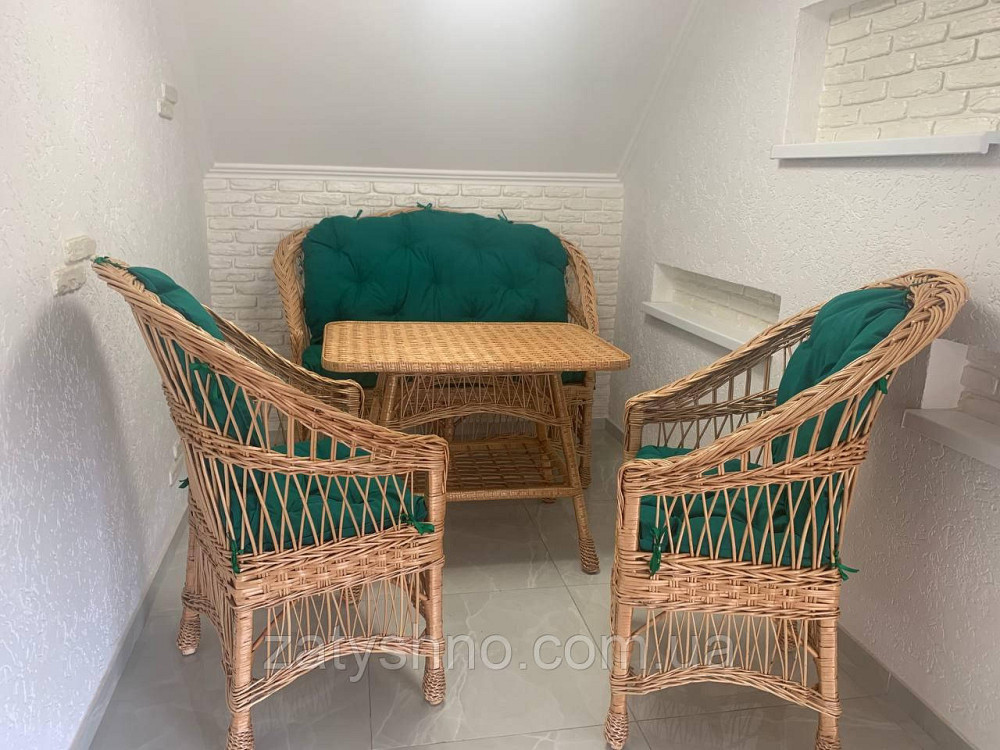 Дачні плетені меблі з лози | комплект меблів із лози | крісла диван та стіл від виробника Київ - фото 4