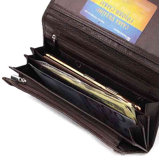 Функциональное женское портмоне с монетницей из натуральной кожи CANPELLINI 21526 Коричневое Киев