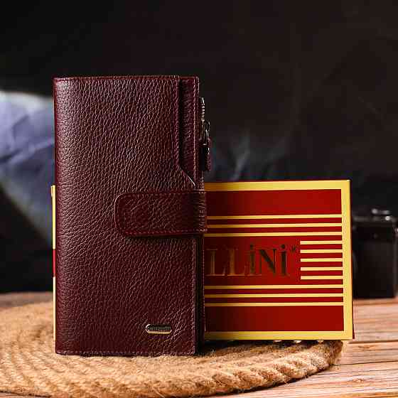 Вертикальний гаманець для жінок з натуральної шкіри CANPELLINI 21645 Бордовий Київ