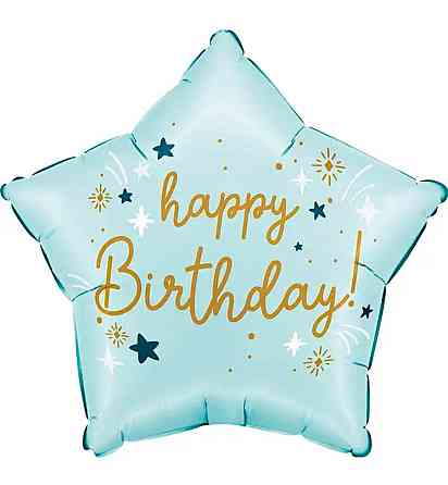 Фольгована куля happy birthday зірка блакитна 18" 45см Київ