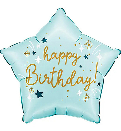 Фольгована куля happy birthday зірка блакитна 18" 45см Київ - фото 1