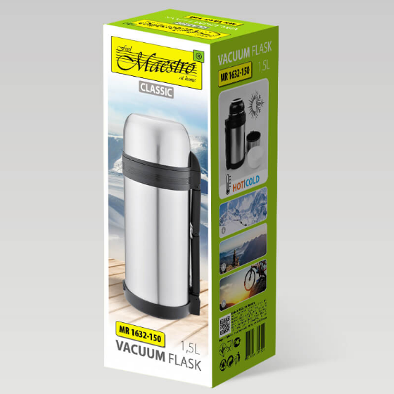 Термос 1500мл нержавіюча сталь сірий Maestro MR-1632-150 Житомир - фото 4