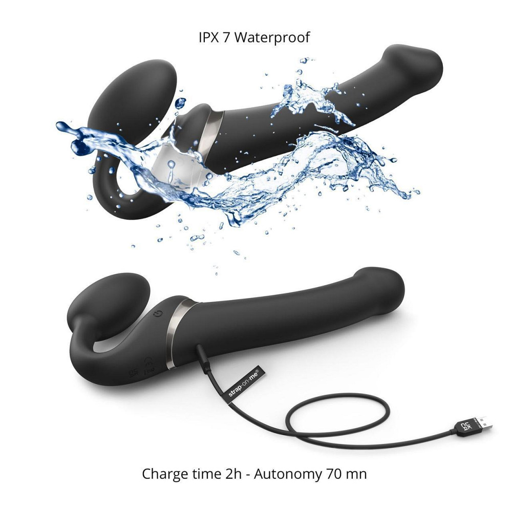 Безремневой вибрострапон с вакуумной стимуляцией Strap-On-Me MULTI ORGASM Black XL, регулируемый Sex Aura Киев - изображение 3
