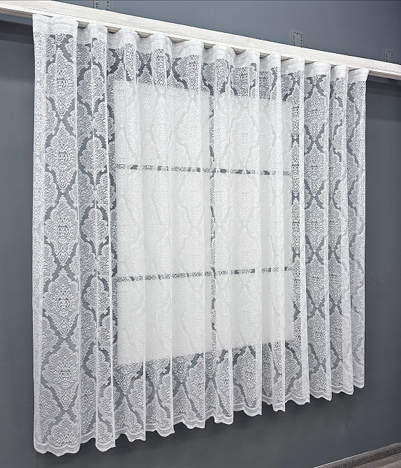 Тюль жакард VR-Textil Корона № 1320т Арка на кухню колір білий 200х150 см (53-0188) Київ - фото 1