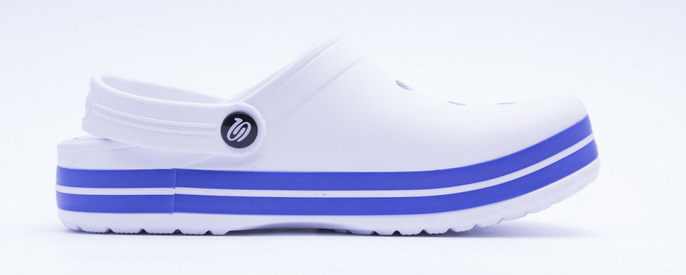 Кроксы белые женские, сабо медицинские, синяя окантовка Одесса - изображение 13
