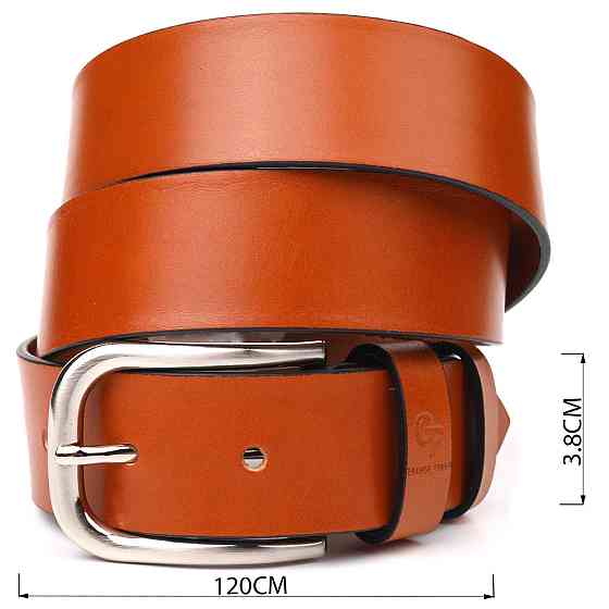 Качественный ремень для мужчин из натуральной кожи Grande Pelle 21472 Рыжий Киев