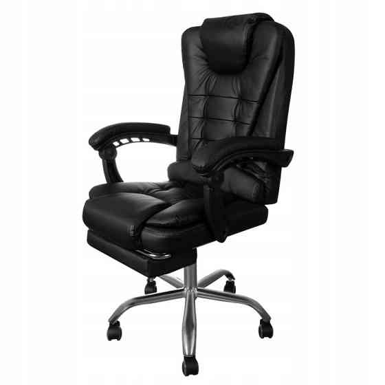 Офисное кресло с подставкой для ног из экокожи до 130 кг Malatec (26195) Black Нововолынск