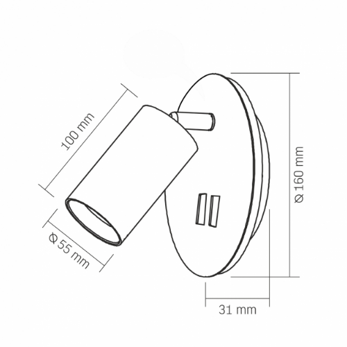 LED Світильник настінний під лампу GU10 з підсвічуванням та кнопкою чорний VL-SPF24E-B Videx Житомир - изображение 4